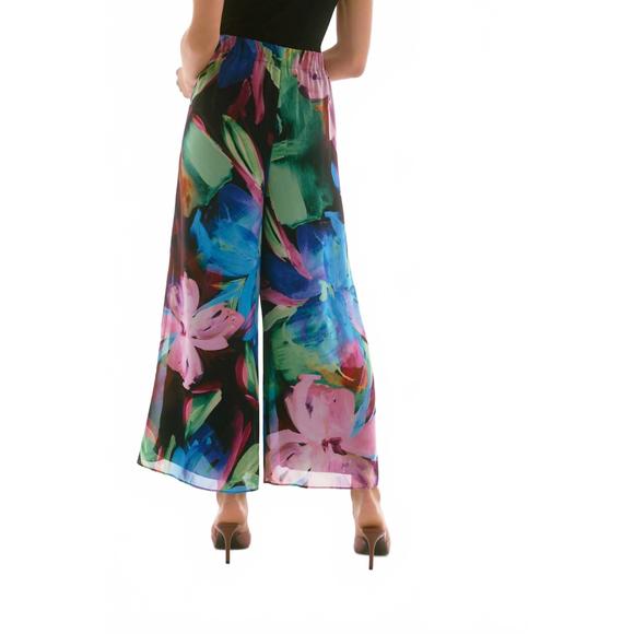 NEW JOSEPH RIBKOFF floral chiffon wide leg pants - Picture 4 of 4